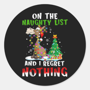 Ezel Kerstmis op de ondeugende lijst en ik betreur Ronde Sticker