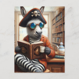 Ezel met een koffie briefkaart