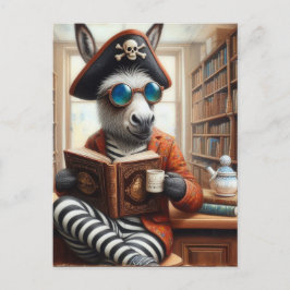 Ezel met een koffie briefkaart