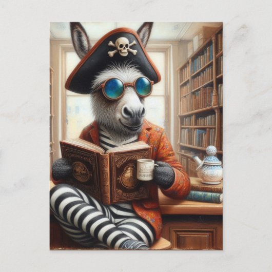 Ezel met een koffie briefkaart (Voorkant)