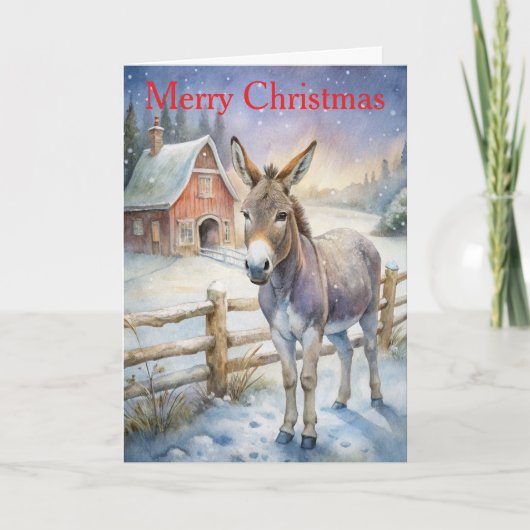 Ezel met Kerstmis Feestdagen Kaart (Voorkant)