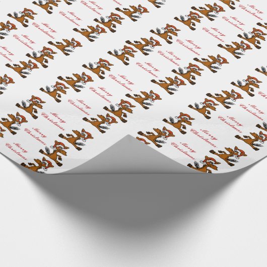 Ezel met kerstmuts kerstinpakpapier cadeaupapier (Hoek)