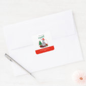 Ezel met kerstmuts Kerstontwerp Vierkante Sticker (Envelop)