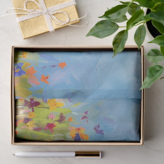 Ezel met Wildflower Impressionist Decoupage Tissuepapier (Geschenk)