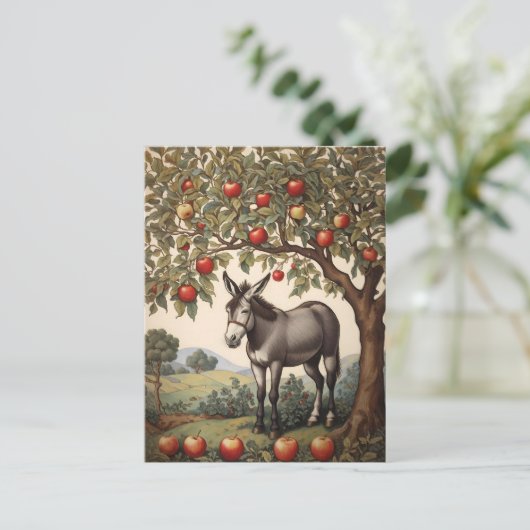  ezel onder een appelboom briefkaart (Staand voorkant)