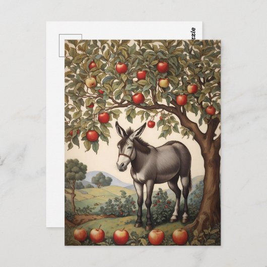  ezel onder een appelboom briefkaart (Voorkant / Achterkant)