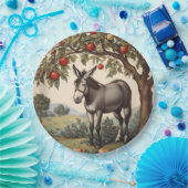  ezel onder een appelboom papieren bordje (Feest)