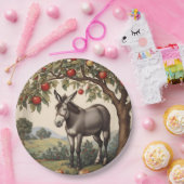 ezel onder een appelboom papieren bordje (Feest)