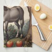 ezel onder een appelboom theedoek (Quarter Fold)