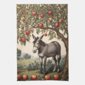  ezel onder een appelboom theedoek (Verticaal)