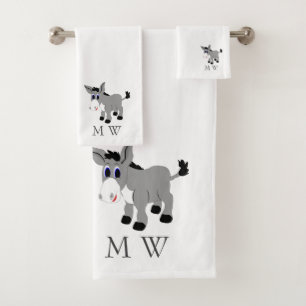 Ezel ontwerp met monogram bad handdoek