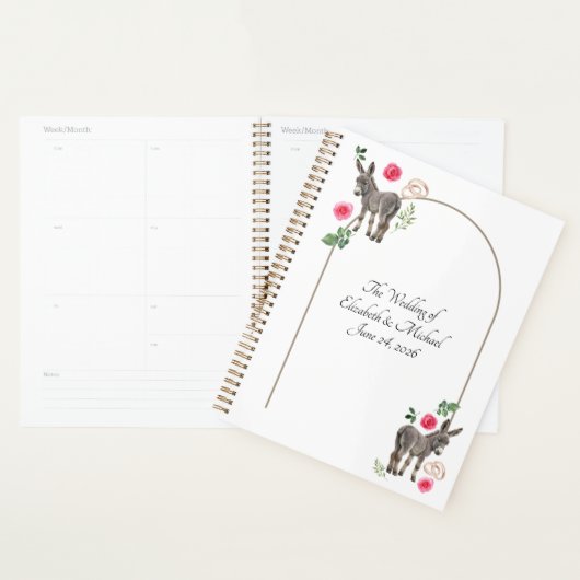 Ezel Roze Bloemige Rustieke Bruiloft Planner (Display)