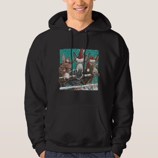 Ezel Santa Hat Donkey Liefhebber Schattige Ezel Ke Hoodie (Voorkant)