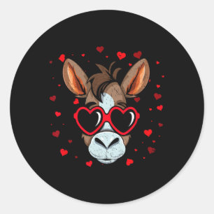Ezel Valentijn Zonnige Hart Schattige Liefhebbers  Ronde Sticker