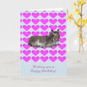 Ezel veulen op roze harten kaart (Gele Bloem)