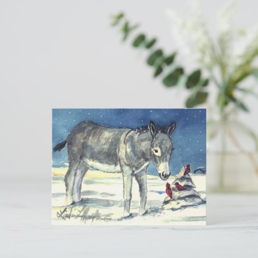 Ezel voor het Briefkaart van Kerstmis (Staand voorkant)