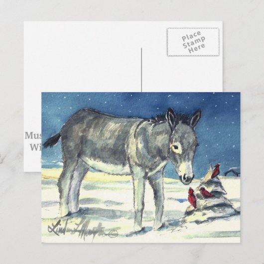 Ezel voor het Briefkaart van Kerstmis (Voorkant / Achterkant)