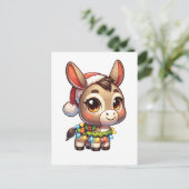 Ezel Vrolijk Kerstfeest Winter Dieren Schattige Ez Feestdagenkaart (Staand voorkant)