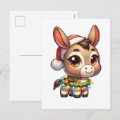 Ezel Vrolijk Kerstfeest Winter Dieren Schattige Ez Feestdagenkaart (Voorkant / Achterkant)