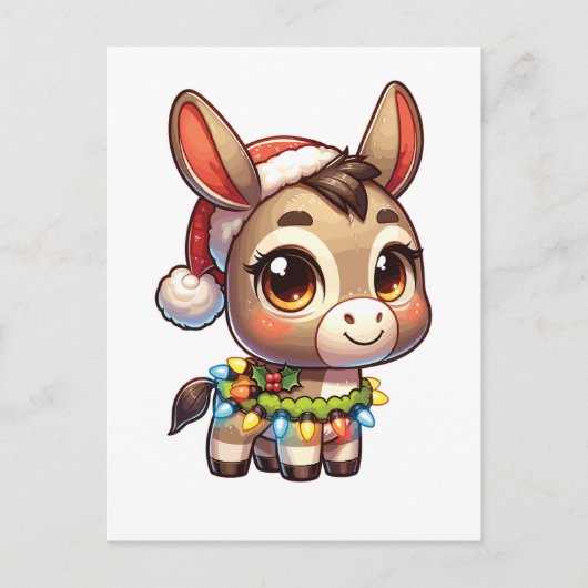Ezel Vrolijk Kerstfeest Winter Dieren Schattige Ez Feestdagenkaart (Voorkant)