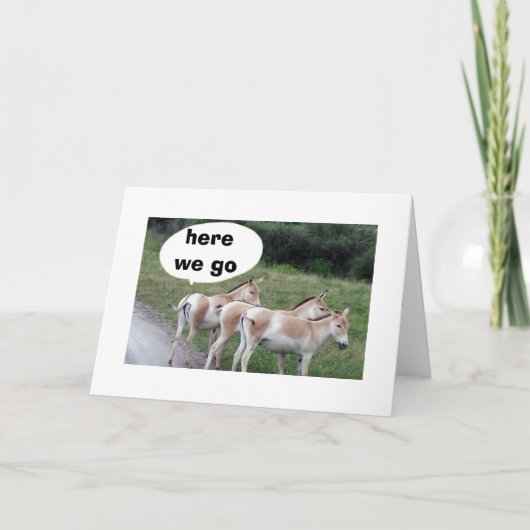 EZEL WIL NIET TE LAAT KOMEN VOOR JE VERJAARDAG KAART (Voorkant)