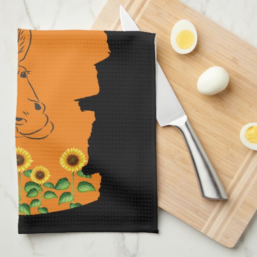 Ezel Zonnebloemen Theedoek (Quarter Fold)