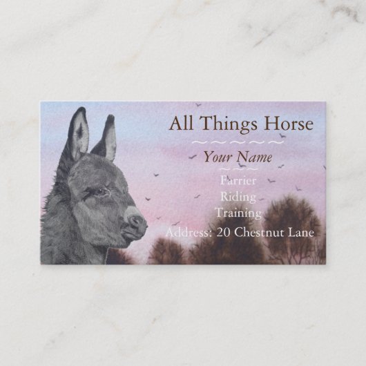 ezeldieren veearts oorspronkelijke kunstontwerp visitekaartje (Voorkant)