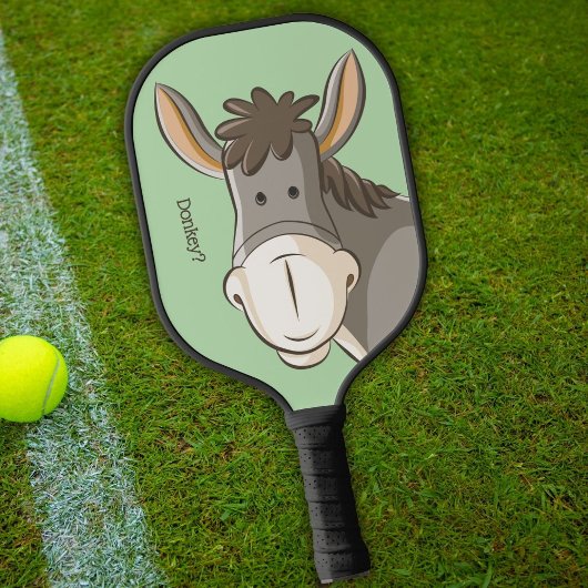 Ezelgezicht op groen, Cartoon, Schattige Pickleball Paddle