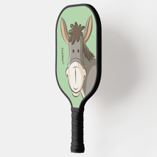 Ezelgezicht op groen, Cartoon, Schattige Pickleball Paddle (Links)