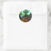 Ezels die langs stenen muur lopen ronde sticker (Tas)