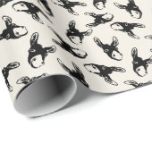 Ezels hoofd blok print zwart-wit cadeaupapier (Rol Hoek)