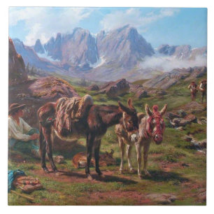 Ezels in de Pyreneeën (Rosa Bonheur) Tegeltje