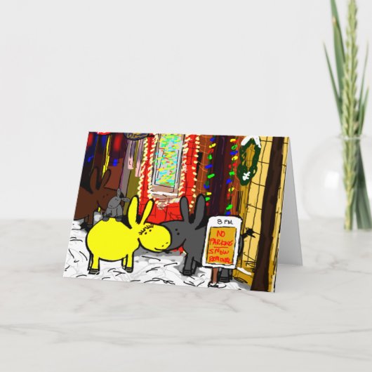 Ezels in de sneeuw in Concord Feestdagen Kaart (Voorkant)