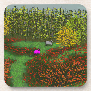 ezels in het veld in het najaar drankjes onderzetter