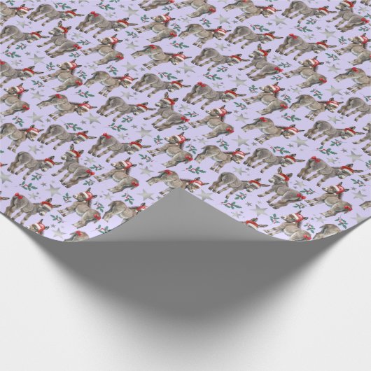 Ezels in Santa Hats Christmas Wrapping Paper Cadeaupapier (Hoek)