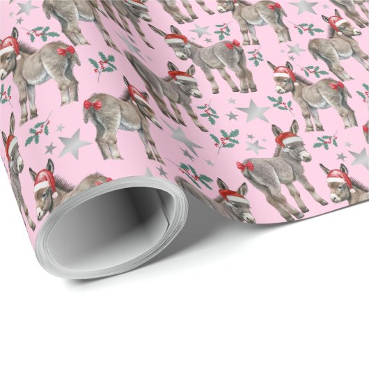 Ezels in Santa Hats Christmas Wrapping Paper Cadeaupapier (Rol Hoek)