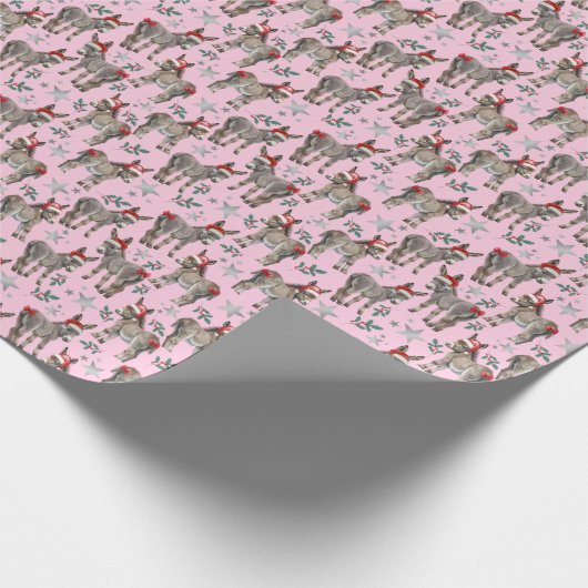 Ezels in Santa Hats Christmas Wrapping Paper Cadeaupapier (Hoek)