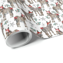 Ezels in Santa Hats Christmas Wrapping Paper