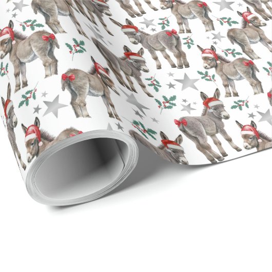 Ezels in Santa Hats Christmas Wrapping Paper Cadeaupapier (Rol Hoek)