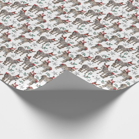 Ezels in Santa Hats Christmas Wrapping Paper Cadeaupapier (Hoek)