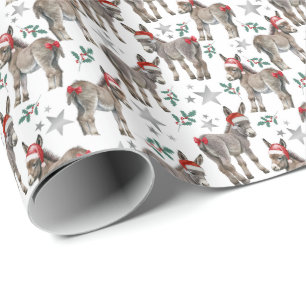 Ezels in Santa Hats Christmas Wrapping Paper Cadeaupapier