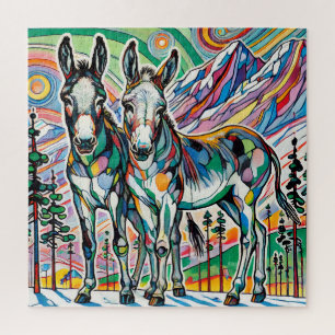 Ezels tussen dennen 600 stuk puzzel legpuzzel