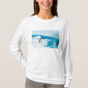 Ezelspinguïn, Pygoscelis Papua, springt eraf T-shirt
