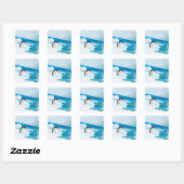 ezelspinguïn, Pygoscelis Papua, springt eraf Vierkante Sticker (Vel)