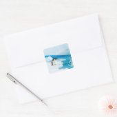 ezelspinguïn, Pygoscelis Papua, springt eraf Vierkante Sticker (Envelop)