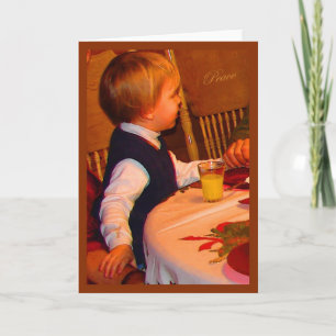 Ezra 3 jaar gebeden met kerstfeest—waterverf zat o feestdagen kaart