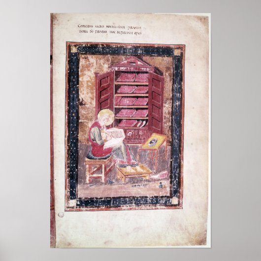 Ezra schrijft heilige boeken poster (Voorkant)