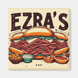 Ezra's Deli Square Magnet