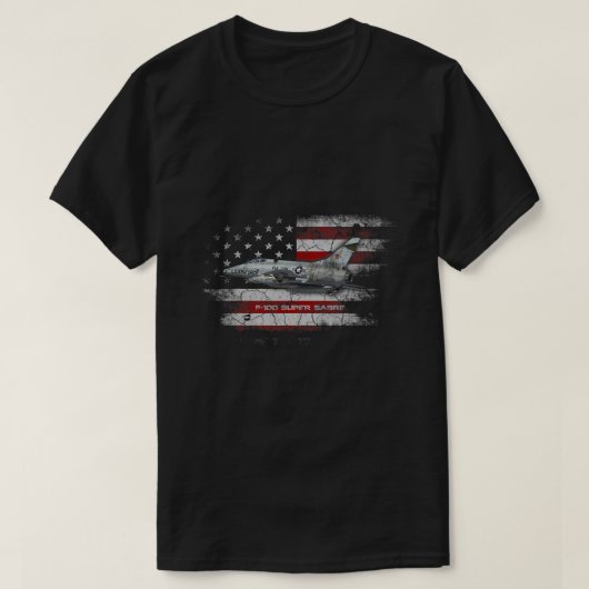 F100 Super Sabre Jet Fighter Vliegtuig Amerikaanse T-shirt (Design voorkant)