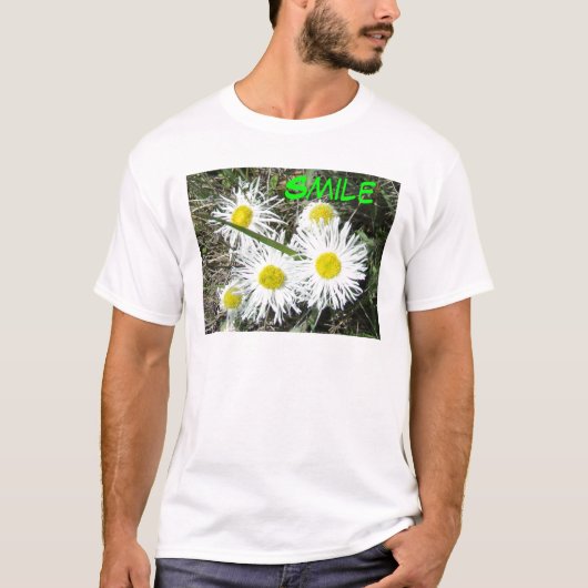 F10 Witte wilde bloemen, getufte Fleabane T-shirt (Voorkant)